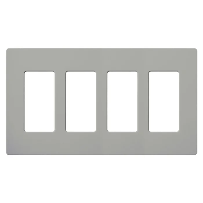 Lutron CW-4-GR Claro Decora 4-Gang Screwless Wallplate, Gray