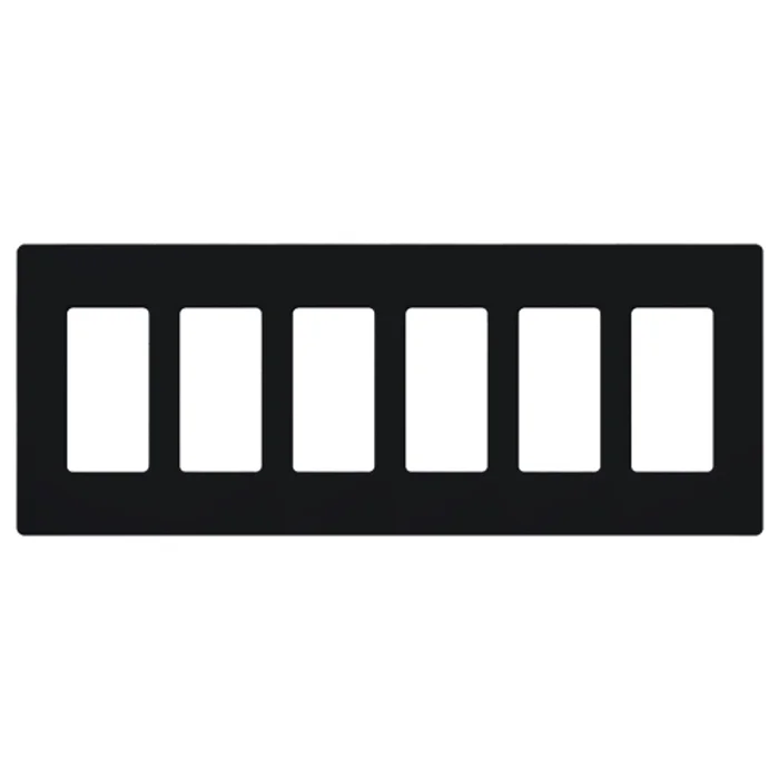 Lutron CW-6-BL Claro Decora 6-Gang Screwless Wallplate, Black