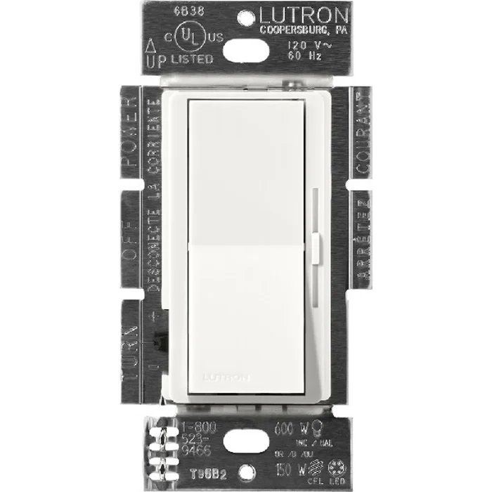 Lutron DVSCELV-300P-GL Diva Single Pole Electronic Low Voltage Dimmer, 300W, Glacier White