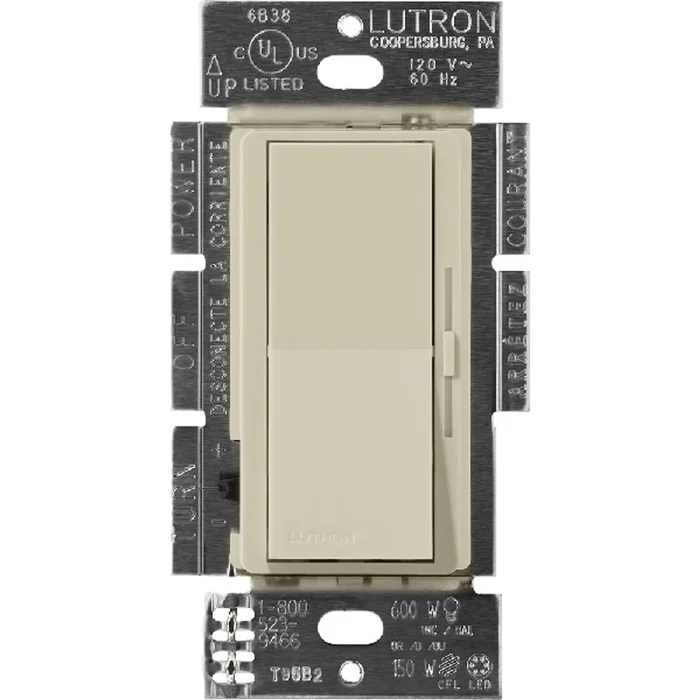 Lutron DVSCFSQ-F-CY Diva Satin Quiet 3-Speed Fan Control, Single Pole/3-Way, 1.5A, Clay