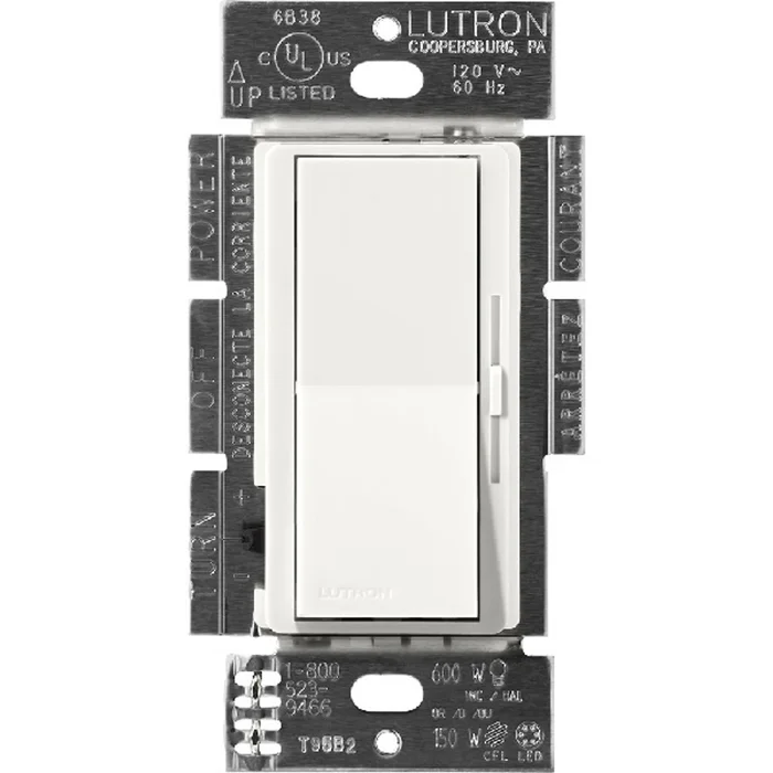 Lutron DVSCLV-103P-RW Diva 3-Way Magnetic Low-Voltage Dimmer, 120V, 1000VA (800W), Architectural White