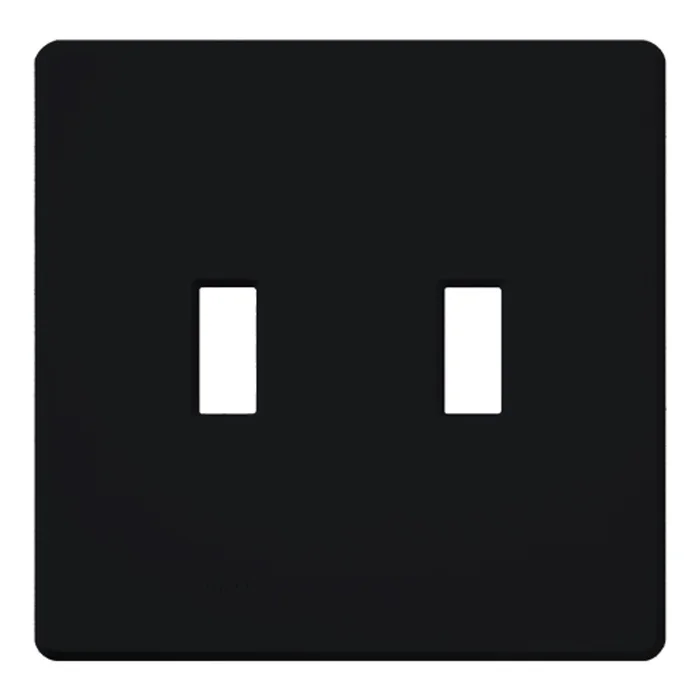 Lutron FW-2-BL Fassada Traditional Toggle 2-Gang Screwless Wallplate, Matte Finish, Black