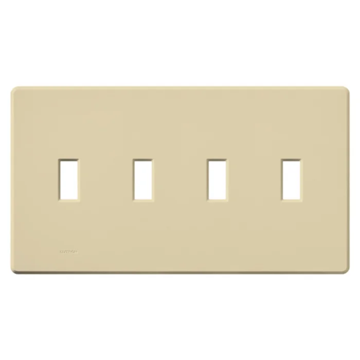 Lutron FW-4-IV Fassada Traditional Toggle 4-Gang Screwless Wallplate, Matte Finish, Ivory