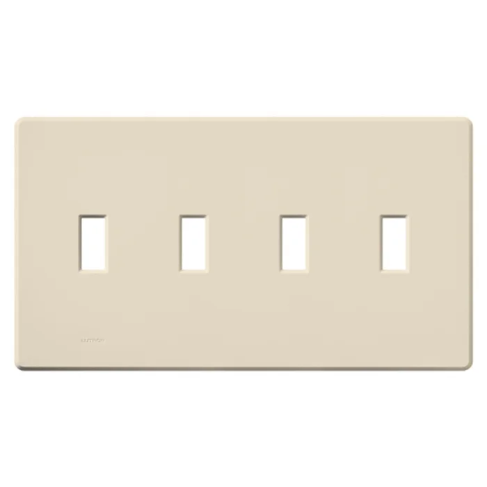 Lutron FW-4-LA Fassada Traditional Toggle 4-Gang Screwless Wallplate, Matte Finish, Light Almond