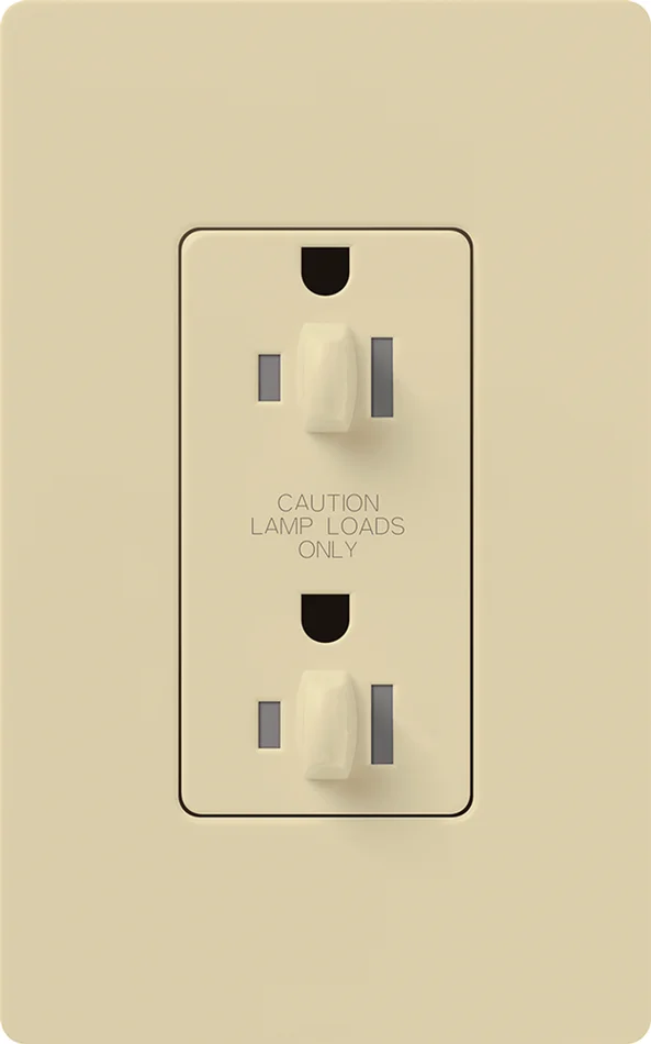 Lutron NTR-15-DDTR-IV Nova T 15A 120/125V Dual Dimming Tamper Resistant Receptacle, Ivory