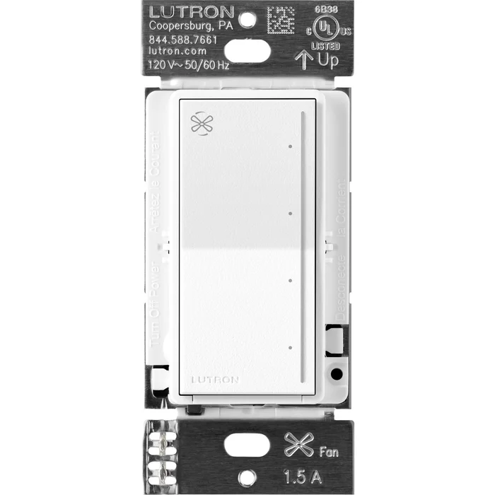 Lutron RRST-ANF-BW RadioRA3 Sunnata RF 4-Speed Quiet Fan Control, 1.5A Max, Brilliant White