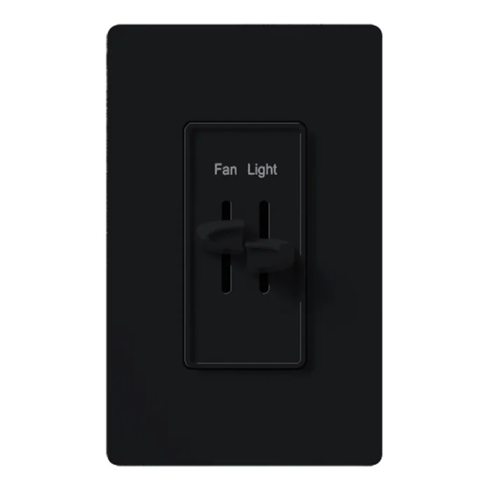 Lutron S2-LFSQ-BL Skylark Dual Slide-to-Off Quiet 3-Speed Fan Control and Dimmer, Single Pole, 1.5A Fan, 300W Incandescent/Halogen Dimmer, Black
