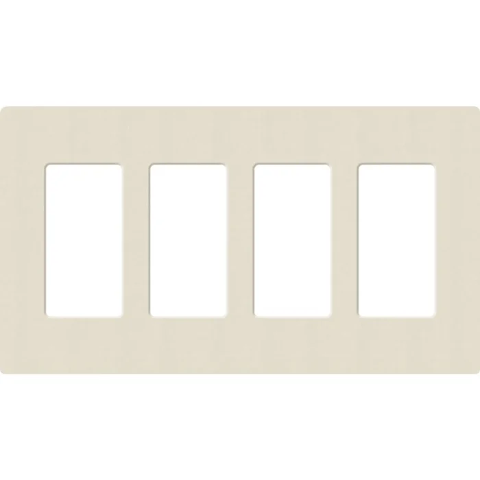 Lutron SC-4-PM Satin Decora 4-Gang Screwless Wallplate, Pumice