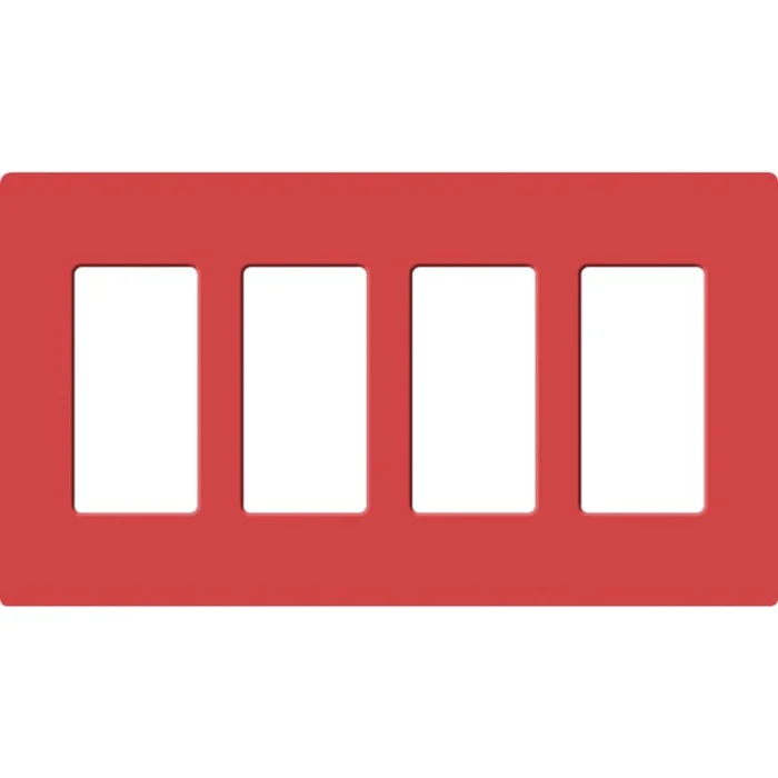 Lutron SC-4-SR Satin Decora 4-Gang Screwless Wallplate, Signal Red