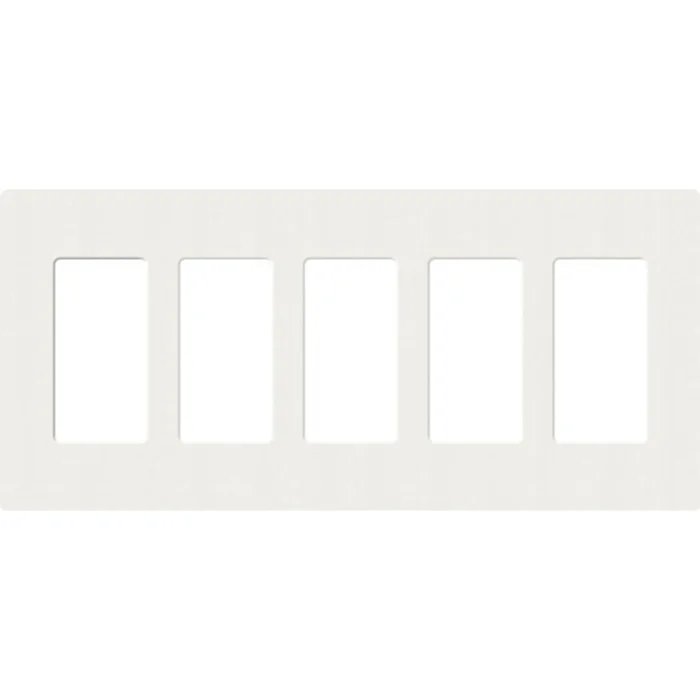 Lutron SC-5-GL Satin Decora 5-Gang Screwless Wallplate, Glacier White