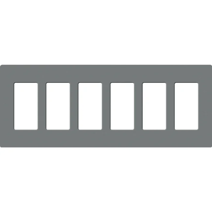 Lutron SC-6-SL Satin Decora 6-Gang Screwless Wallplate, Slate