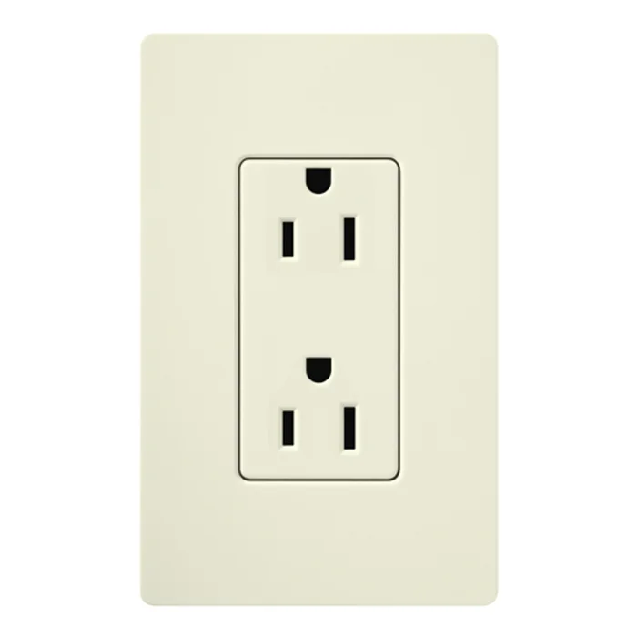Lutron SCR-15-BI Claro 15A 125V Duplex Receptacle, Biscuit