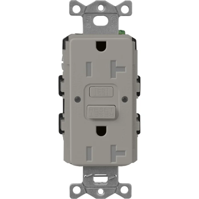 Lutron SCR-20-GFST-CS Claro 20A 125V Tamper Resistant Self-Testing GFCI Receptacle, Cobblestone