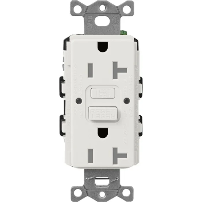 Lutron SCR-20-GFST-LG Claro 20A 125V Tamper Resistant Self-Testing GFCI Receptacle, Lunar Gray