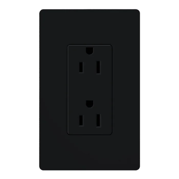 Lutron SCRS-15-TR-MN Claro 15A 125V Tamper Resistant Duplex Receptacle, Midnight