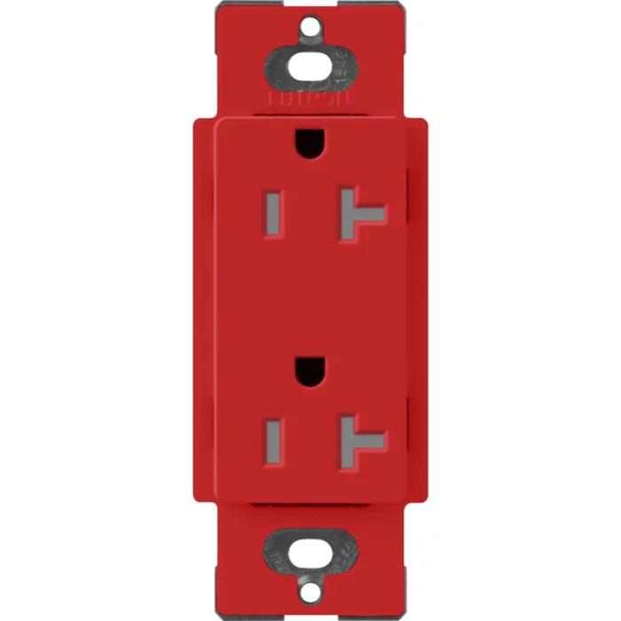 Lutron SCRS-20-TR-SR Claro 20A 125V Tamper Resistant Duplex Receptacle, Signal Red