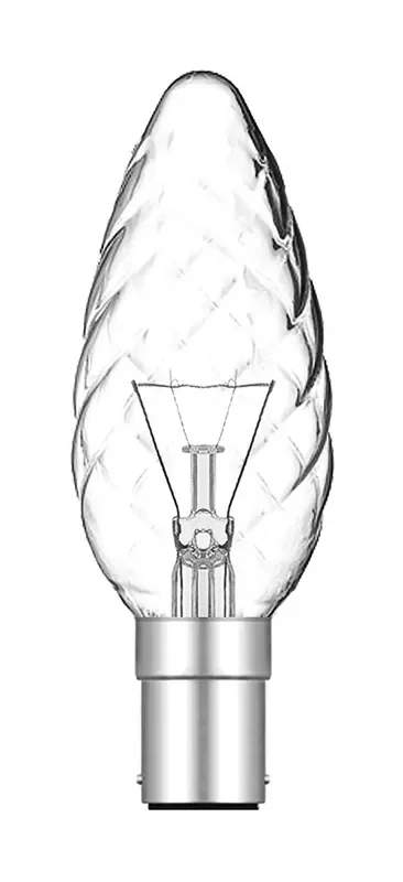 Luxram Candle 35mm Twisted B15D Clear 60W Incandescent/T • 028415060