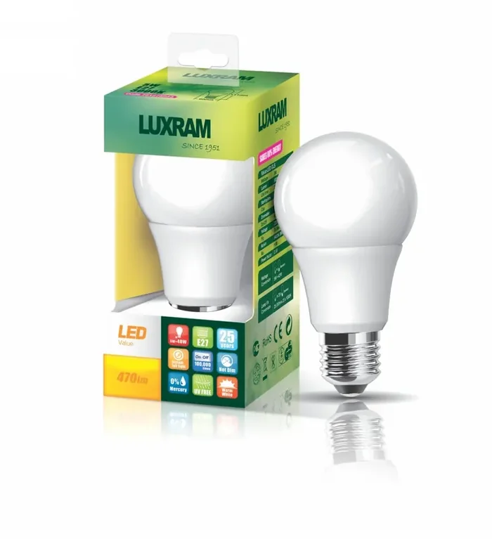Luxram Value LED GLS E27 5W Natural White 4000K 420lm • 751275042