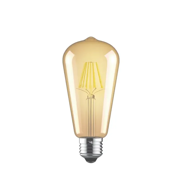 Luxram Value Vintage LED Rustica Tradition Tip/M ST64 E27 Dimmable 6.5W 2200K, 630lm, Amber Finish • 763721253