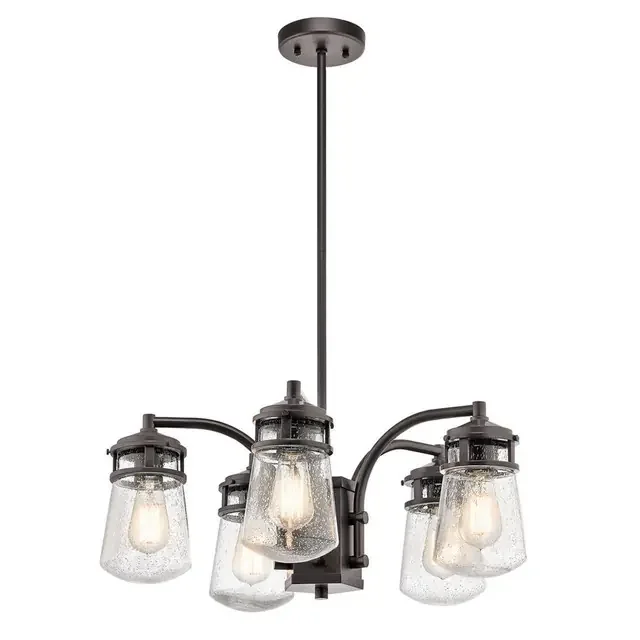 Lyndon 5 Light Architectural Bronze IP44 Chandelier