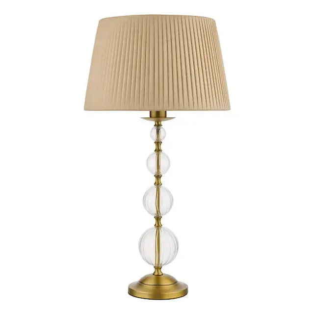 Lyzette Aged Brass and Ribbed Glass with Shade Table Lamp