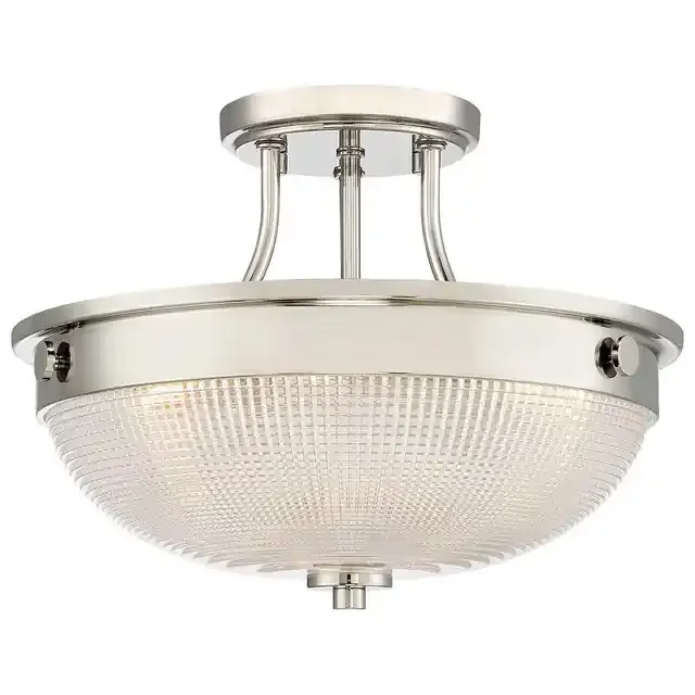 Mantle 2 Light Palladian Nickel Semi Flush Ceiling Light