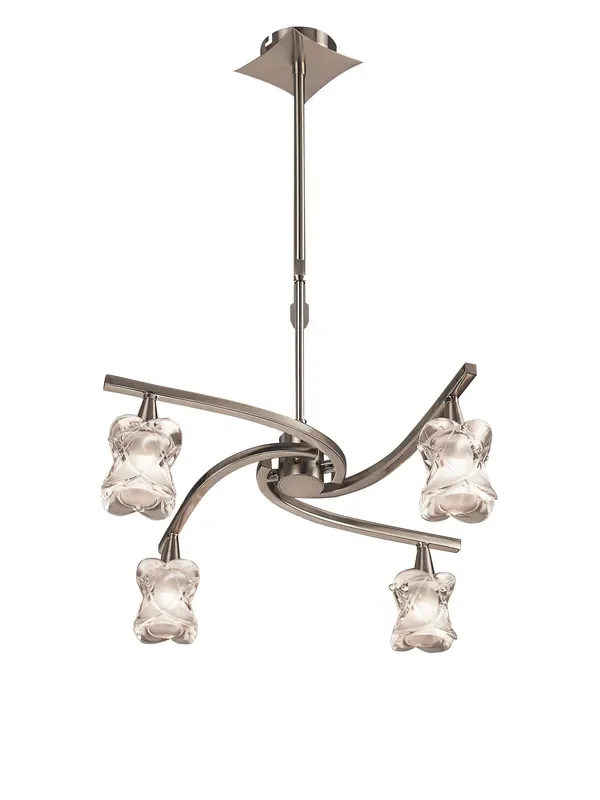 Mantra M0034 Rosa Del Desierto Telescopic Pendant Semi Flush Convertible 4 Light G9, Satin Nickel • M0034