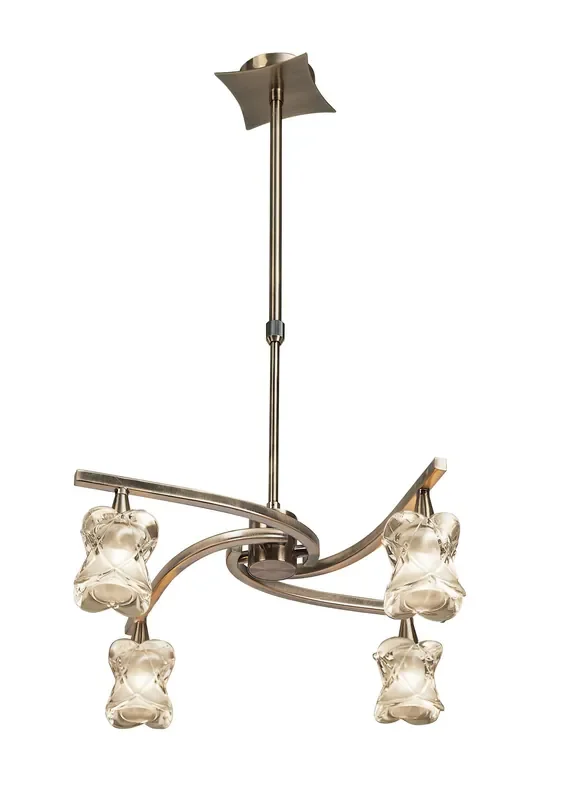 Mantra M0034AB Rosa Del Desierto Telescopic Pendant Semi Flush Convertible 4 Light G9, Antique Brass • M0034AB