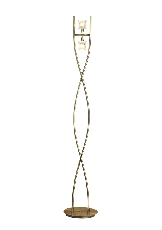 Mantra M0054AB Rosa Del Desierto Floor Lamp 2 Light G9, Antique Brass • M0054AB