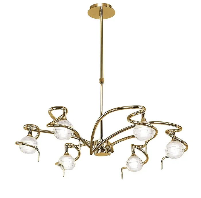 Mantra M0079PB Dali Telescopic Pendant Semi Flush Convertible 6 Light G9, Polished Brass • M0079PB