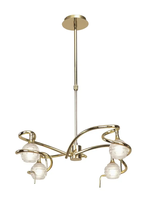Mantra M0080PB Dali Telescopic Pendant Semi Flush Convertible 4 Light G9, Polished Brass • M0080PB