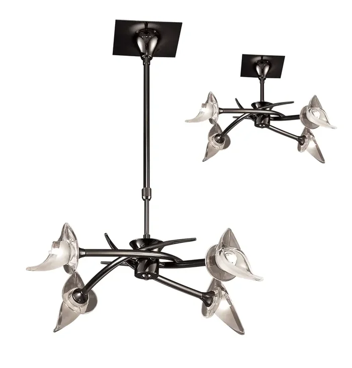 Mantra M0302BC Flavia Telescopic Pendant Semi Flush Convertible Round 4 Light G9, Black Chrome • M0302BC