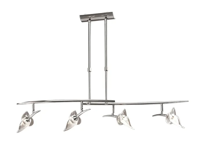 Mantra M0320 Flavia Telescopic Pendant Linear Bar 4 Light G9 With Adjustable Heads, Polished Chrome • M0320