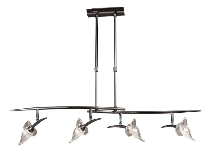 Mantra M0320BC Flavia Telescopic Linear Pendant 4 Light G9 With Adjustable Heads, Black Chrome • M0320BC