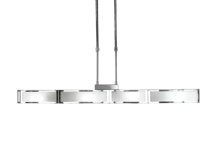Mantra M0397 Duna E27 Linear Pendant 4 Light E27 Bar, Polished Chrome, White Acrylic • M0397