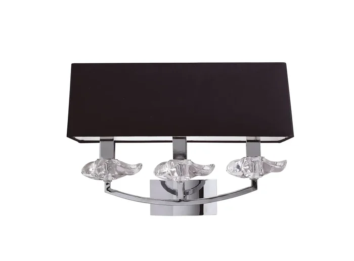 Mantra M0788/S Akira Wall Lamp Switched 3 Light E14, Polished Chrome With Black Shade • M0788/S
