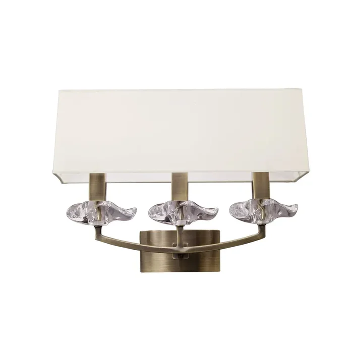 Mantra M0788AB/S Akira Wall Lamp Switched 3 Light E14, Antique Brass With Cream Shade • M0788AB/S