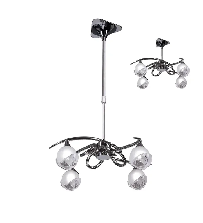 Mantra M0802 Fragma Telescopic Semi Flush Convertible 4 Light G9, Polished Chrome • M0802