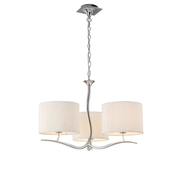 Mantra M1131 Eve Pendant 3 Light E27, Polished Chrome With White Round Shade • M1131