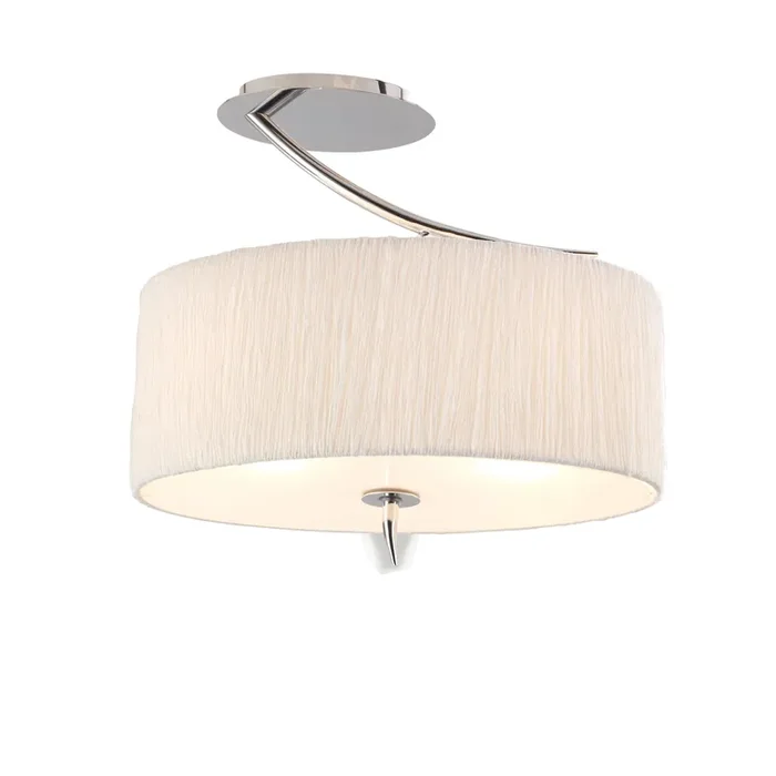 Mantra M1132 Eve Semi Ceiling 2 Light E27, Polished Chrome With White Oval Shade • M1132
