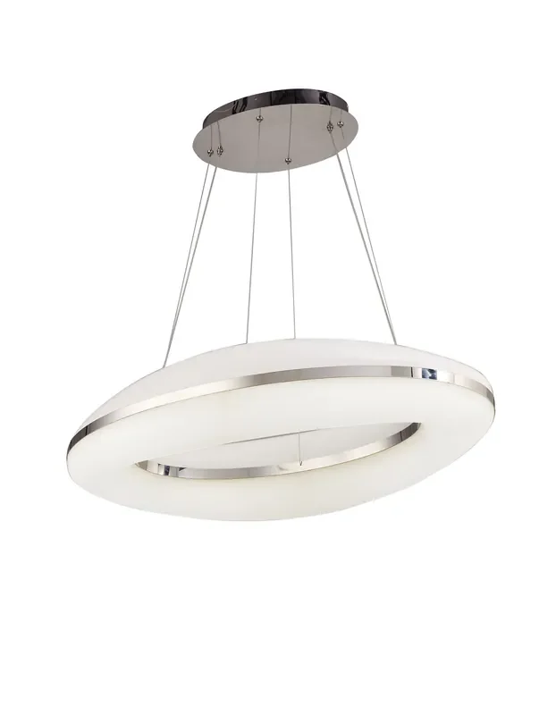 Mantra M4900 Oakley Oval Pendant 80W LED 3000K, 6400lm, Polished Chrome/Frosted Acrylic, 3yrs Warranty • M4900