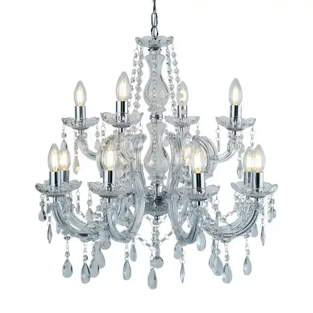 Marie Therese 12 Light Chrome and Clear Crystal Chandelier