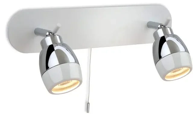 Marine 2 Light White with Chrome IP44 Adjustable Bar Spotlight