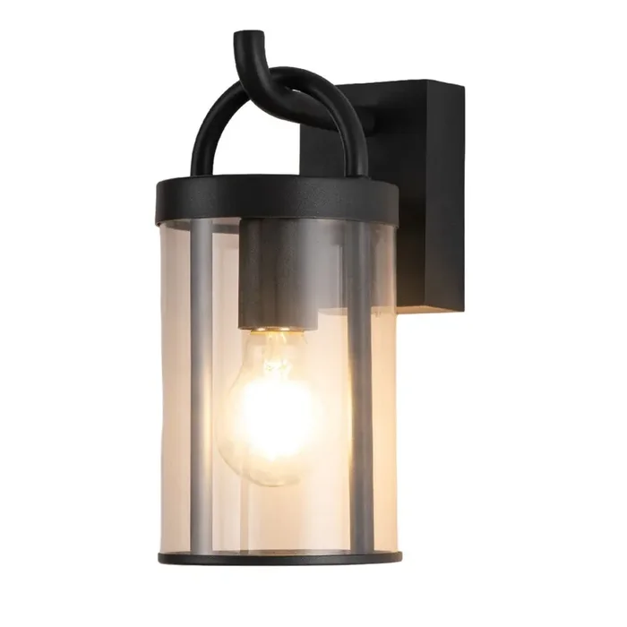 Matt Black Outdoor Vintage Down Lantern Wall Light 260mm