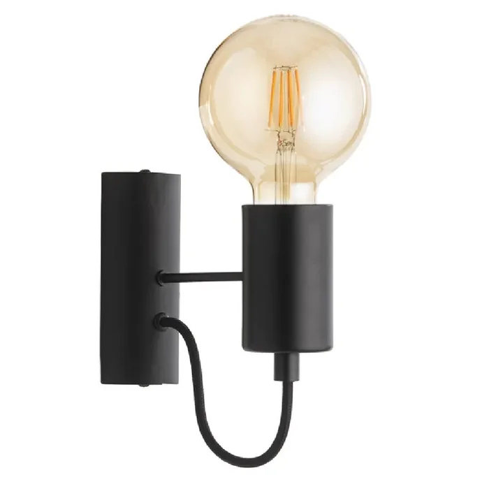 Matt Black Vintage Retro Wall Light with Matching Lampholder 18cm