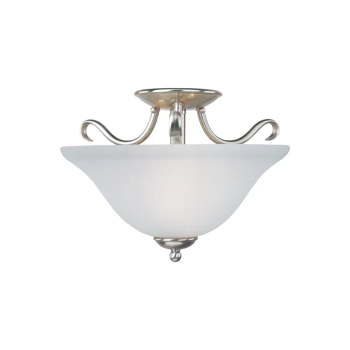 Maxim 10120FTSN Basix Two Light Semi-Flush Mount, Satin Nickel