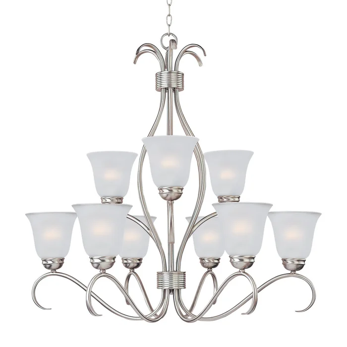 Maxim 10128FTSN Basix Nine Light Chandelier, Satin Nickel