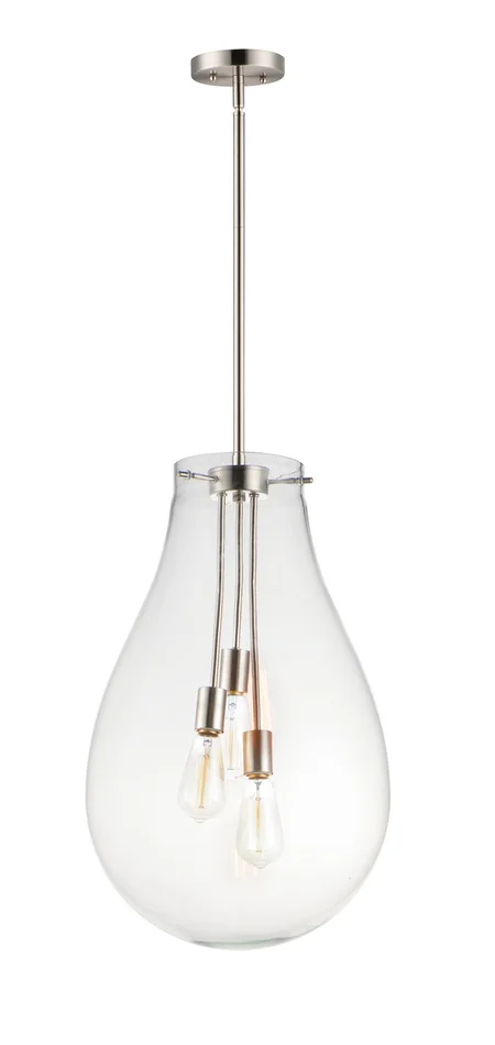 Maxim 10164CLSN Gourd Three Light Pendant, Satin Nickel