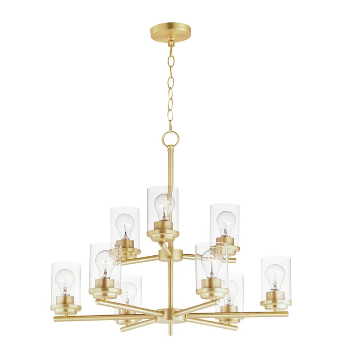 Maxim 10206CLSBR Corona Nine Light Chandelier, Satin Brass