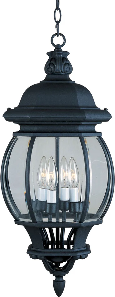 Maxim 1039BK Crown Hill Four Light Outdoor Hanging Lantern, Black